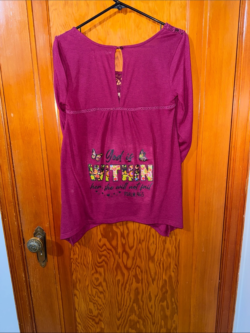 Maurices Magenta Long-Sleeve Tee with Floral "Within" Graphic